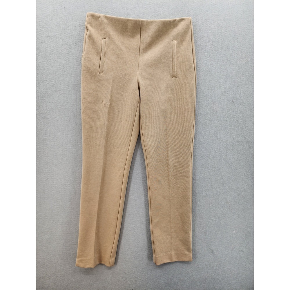 Chicos Brigitte Slim Leg Pants Tan Beige Pull On Stretch Trousers Womens SZ 0/4
